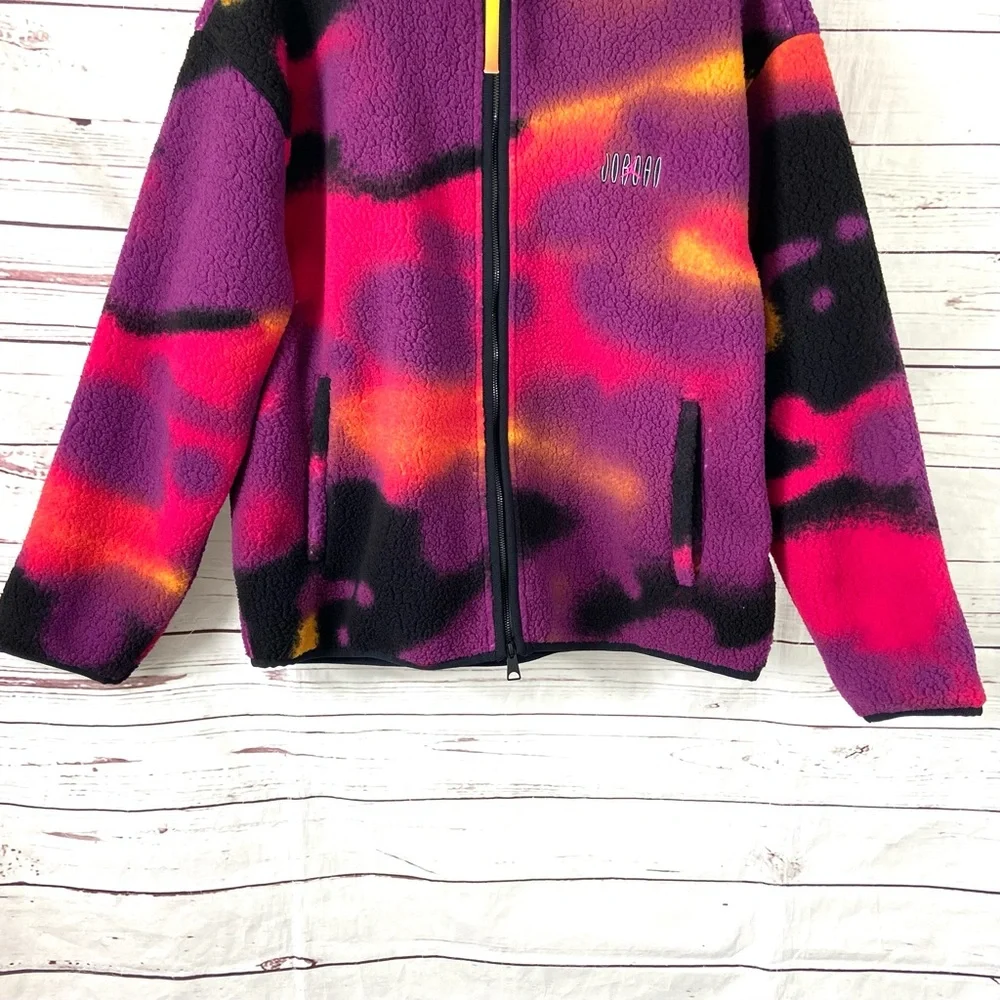 Nike Air Jordan Flight‎ MVP Jacket Men’s Large Purple Sherpa DV1611-705 Full Zip